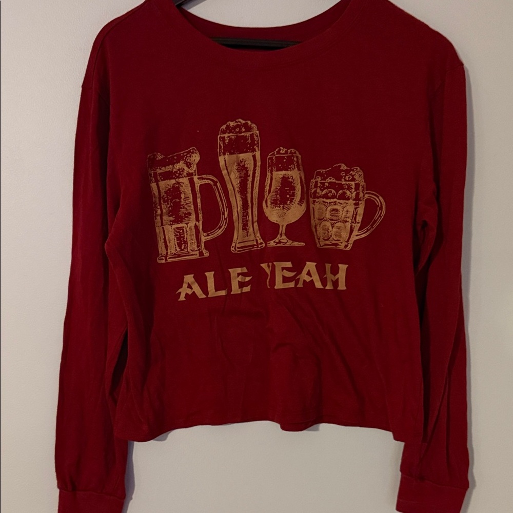 Zoe + Liv Red Long Sleeve Top with Gold Graphic